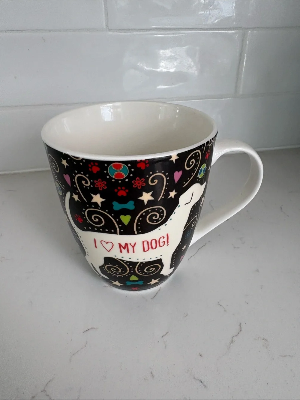 I Love My Dog Mug – Cute Dog Lover Coffee Cup  Adorable black and white ceramic